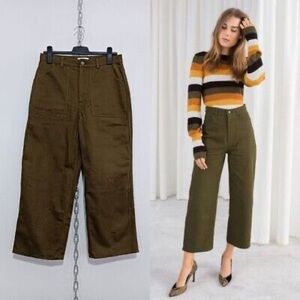 & Other Stories Army Green/brown Utility Denim pants high waisted